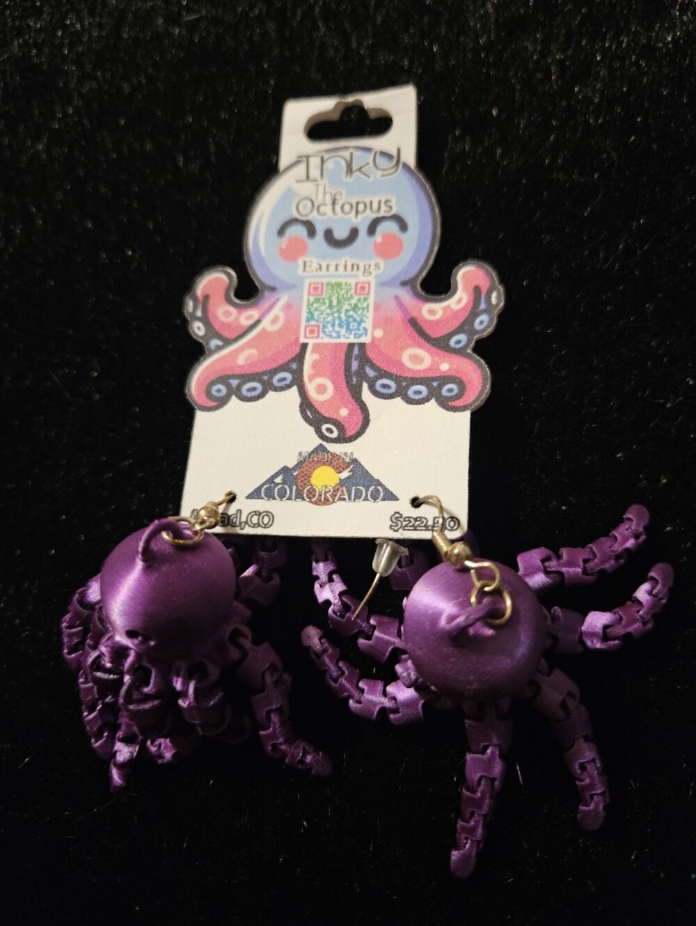 Purple Octopus Earrings-super Cute!